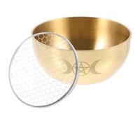 Amosfun Bol D'offrande Rond en Laiton, Décor Rétro, Or, pour Temples