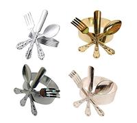 Amosfun Boucles de Serviette Métal Design Couvert 4 Pièces Doré, Argenté Épais, Rose Gold, Noir Mat, Décor Restaurant Western, Accessoires Table Élégants pour Dîner et Fête