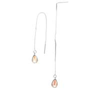 Amosfun Boucles D'oreilles Longues à Chaîne en Cuivre Couleur Or Pendentif Goutte D'eau pour Femmes, Style Délicat, pour Anniversaire ou Nouvel An