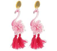 Amosfun Boucles D'oreilles Pendantes Flamant Rose à Pompons, 1 Paire, Légères et Hypoallergéniques, Bijou pour Femmes et Filles, Accessoire Mode Présent Jeune Femme