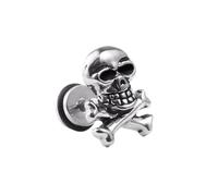 Amosfun Boucles d'oreilles pour hommes tête de mort en acier titane, design os, argent, légères et confortables, pour le quotidien