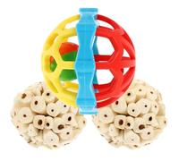 Amosfun Boules de Broyage de Bec Roulantes avec Griffes Lot de 3 pour Petits Oiseaux, Jouets en Caoutchouc Colorés Couleur Aléatoire pour Perruches et Petits Animaux