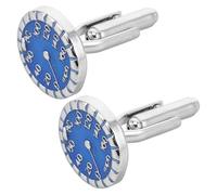 Amosfun Boutons de Manchette Métalliques pour Hommes de Compteur de Vitesse Bleu, Accessoires pour Chemises d'affaires et Mariages, Épingles à Manchon Voiture Design Tachymètre, Élégant