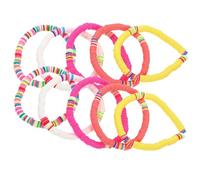 Amosfun Bracelet Bohème Plusieurs styles Coloré 6mm en Pâte Polymère Corde à Main Extensible, Étanche et Confortable, Lot de 10 Pièces pour Bijoux de Plage Plusieurs styles