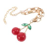 Amosfun Bracelet Cerise Rouge avec Breloques Feuilles Vertes, Chaîne Ajustable en Alliage Résistant, Accessoire pour Femmes et Filles, pour Présent ou Usage Quotidien