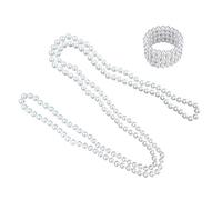 Amosfun Bracelet Elastique Cotillons De Poule Ensemble De Bijoux Des Années 1920 Bracelet Pour Femme Faveurs De Partie De Célibataire Collier De Mariée Accessoires Perle Blanche La Mariée