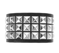 Amosfun Bracelet en Cuir Punk pour Homme, Style Vintage Clouté à Trois Rangées, Réglable Double Boucle, Accessoire Mode Polyvalent pour Présent Anniversaire ou Usage Quotidien