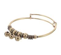 Amosfun Bracelet Jonc en Laiton Vieilli avec Grelots Ajustable, Style Rétro Bohème Unisexe, Bijou Ethnique pour Femmes et Hommes, Accessoire Vintage pour Présent de Noël
