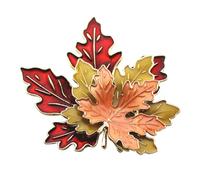 Amosfun Broche Délicate en Alliage à Motif Feuille D'érable à Trois Couches, Épingle de Sûreté, Finition Goutte D'huile, Accessoire Chic pour Fête D’automne et Noël, Ornement pour Manteau