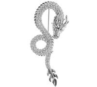 Amosfun Broche Dragon du Zodiaque Chinoise en Métal Argenté, Épingle Décorative Petite Broche Dragon pour Femmes, Bijou Fantaisie Créatif pour Mariage et Banquet, Résistante à L’usure