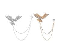 Amosfun Broches Aigle Élégantes en Alliage 2 Pièces avec Cristaux et Clip, Design Qui Ne Détériore Pas le Tissu, pour Mariages et Soirées Costumées