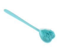 Amosfun Brosse de Bain Exfoliante en Silicone de Cœur, Manche Long Bleu, Brosse Corporelle Douce Massage, Éponge de Bain Pratique pour Peau Sensible