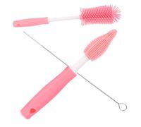 Amosfun Brosse De Nettoyage Biberon Silicone à Long Manche Rouge Cerise, Ensemble 3 Pièces, Accessoire Bébé Pratique Pour Bouteilles, Sucettes Et Pailles, Nettoyage En Profondeur