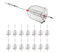 Amosfun Cage à Appâts de Pêche Extérieure en Acier Inoxydable 15 Pièces Grosse Taille, Panier à Leurres Réutilisable pour Pêche en Lac et Rivière, Piège à Appâts Sécurisé pour Carpe