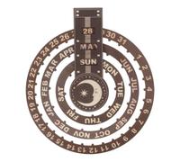 Amosfun Calendrier Mural Perpétuel Rotatif en Bois Café avec Disque Circulaire, Design Rustique et Structure Gain de Place pour Décoration Maison et Bureau