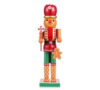 Amosfun Casse-noisette en pain d'épice de Noël en bois de 35,6 cm, grand soldat de Noël en forme de bonhomme en pain d'épices à collectionner pour étagère, décoration de cheminée, fournitures de fête