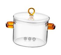 Amosfun Casserole Verre Borosilicate Couvercle Pot à Soupe Transparent Poignées Ustensile de Cuisine pour Mijoter des Pâtes Lors de Réunions Familiales