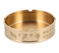 Amosfun Cendrier Artisanal en Laiton Rond, Cendrier de Bureau Vintage en Métal, Décoration Multifonctionnelle pour Maison et Bureau, Surface Lisse Facile à Nettoyer, Style Rétro Élégant