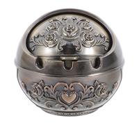 Amosfun Cendrier Métallique Rond Petit Format avec Couvercle, Style Vintage en Bronze Rose, Cendrier Portable Anti-odeurs pour Intérieur Et Terrasse, Accessoire De Salon Pratique Et Solide