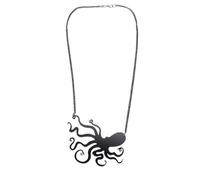 Amosfun Chaîne de Clavicule Délicate, Pendentif Unique Collier Pieuvre Créatif en Plastique et Résine Noir Style Vintage pour Usage Outdoor et Cérémonie