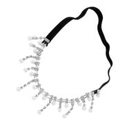 Amosfun Chaîne de Cuisse Élastique pour Femmes Strass et Perles Blanches, Bijou de Jambe Décoratif Pampilles, Ornement Ajustable pour Soirée et Plage, Accessoire de Corps Féminin