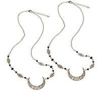 Amosfun Chaîne de Tête Bohème 2 Pièces en Alliage Pendentif Lune en Cristal, Accessoire Cheveux Élégant et Résistant pour Femmes et Filles, pour Fêtes et Mariages