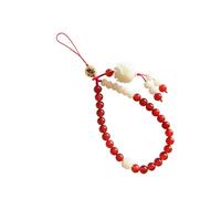 Amosfun Chaîne Résistante et Pratique Style Vintage Chinois en Agate Rouge pour Garder Petits Objets en Sécurité, de Téléphone Portable pour Femme
