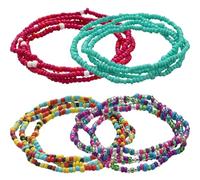 Amosfun Chaînes de Taille en Perles Colorées Africaines Lot de 4, Bijoux de Corps pour Femmes, Accessoires Plage d'Été Légers et Réglables, Style Bohème Taille Unique