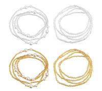 Amosfun Chaînes de Taille pour Robe, Lot de 2 Chaînes de Corps Décoratives en Perles et Élastiques, Coloris Or et Argenté, pour Danse et Événements Féminins