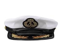 Amosfun Chapeau de Marin Casquette Capitaine Yacht Blanc Réglable Taille 56-58 CM Tissu et Plastique Accessoire pour Déguisement Garçon et Filles et Fête à Thème
