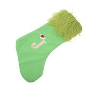 Amosfun Chaussette de Noël Tricotée Verte Lettre J Brodée Décoration Suspendue Douce et Spacieuse pour Friandises Ornement Festif pour Fête Familiale