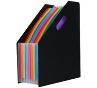 Amosfun Classeur Extensible à Accordéon A4 Grand Format Noir, Organiseur de Fichiers en Plastique Léger, Porte-Documents Vertical pour Bureau et Rangement