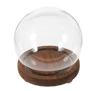 Amosfun Cloche en Verre Sphérique Transparente avec Socle Antique, Dôme Décoratif de Table 15 Cm, Vitrine D'exposition pour Fleurs Éternelles, Décoration Bureau et Maison, Globe Rose