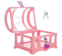 Amosfun Coffre Trésor pour Garçon et Filles Boîte à Trésors Pirate Moyenne Taille Plastique Rose Transparent Cadenas Jeu D’imitation Anniversaire Fête Jouets Rangement