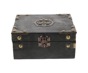 Amosfun Coffret à Bijoux Vintage avec Serrure à Combinaison, Boîte au Trésor Décorative en Bois Gris, Boîte à Énigmes Verrouillable 3 Chiffres, Accessoire Escape Game et Rangement