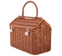 Amosfun Coffret Présent Boîte à Bonbons en Imitation Rotin Tressé Marron 24X14X18 CM Paquet Panier Tissé Mariage Anniversaire Paquet de Plage pour Femmes