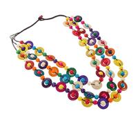 Amosfun Collier Bohème Ras du Cou en Perles Naturelles de Coquille de Noix Colorées, Fait Main, Style Vintage Tissé, Vacances Plage, Bijoux Femme, Pendentif en Noix Naturel