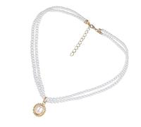 Amosfun Collier Délicat Pendentif Bijou Unique en Alliage Blanc, Style Rétro à Double Couche, Chaîne de Clavicule Fine pour Femme