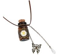 Amosfun Collier en Verre Vintage Noir Bouteille à Souhaits Pendentif Cordon Cuir et, Décoration Élégante et pour Mariages Présents