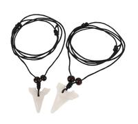 Amosfun Collier Femme Pendentif Dent de Requin en Résine Blanche, Lot de 2, Chaîne de Cou, Accessoire Mode pour Adolescentes et Occasions Décontractées