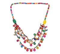 Amosfun Collier Femme Style Bohème Multicouche En Perles De Bois Colorées Avec Pendentif En Noix De 18 Pouces Pour Fête Plage Et Usage Quotidien