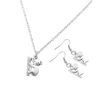 Amosfun Collier Koala en Alliage Argenté Délicat Pendentif Unique, Boucle D'oreille Pendante pour Soirée et Rendez-vous, Ensemble Bijou Femme 1 Set