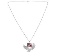 Amosfun Collier Pendentif Aigle en Alliage Plaqué Or Drapeau Américain, Chaîne pour Hommes Argentée, Bijoux Hip-hop, Accessoire Mode Décontractée et Présent Masculin
