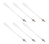 Amosfun Collier Pendentif Croix en Bois Naturel - Lot de 6 Bijoux Chrétiens Versets Bibliques - Pendentifs Crucifix Légers pour Homme et Femme - Accessoires Religieux Polyvalents