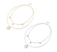 Amosfun Collier Pendentif Double Couche de Carte du Monde, 2 Pièces Doré et Argenté, Bijoux Femmes Élégants en Alliage Léger, Accessoire Mode pour Toutes Occasions