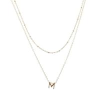 Amosfun Collier Pendentif Double Couche pour Femme Collier à Lettres en Métal Hypoallergénique Chaîne Taille M Bijou pour Quotidien et Fête Léger et Solide Élégant