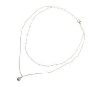 Amosfun Collier Pendentif Double Couche pour Femme en Métal Perles Élégantes Or, Design Superposé Élégant pour Occasions Spéciales