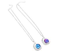 Amosfun Collier Pendentif Lune Cosmique en Pierres Précieuses, Lot de 2, Chaîne 47 Cm, Bijoux Interstellaires Créatifs pour Femmes, Accessoire Élégant