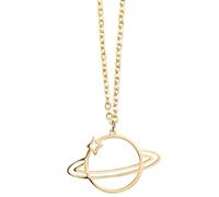 Amosfun Collier Pendentif Planète Univers Doré pour Femme, Chaîne de Clavicule Fine, Bijou Fantaisie Élégant, Présent Femme pour Mariage et Usage Quotidien