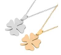 Amosfun Collier Pendentif pour Femme Trèfle à Quatre Feuilles en Acier Titane Léger et Confortable, Design Élégant, pour Prom et Occasions Spéciales, Lot de 2 Pièces